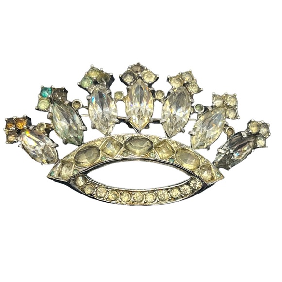1940's Coro Craft Pegasus sterling silver clear rhinestone Crown